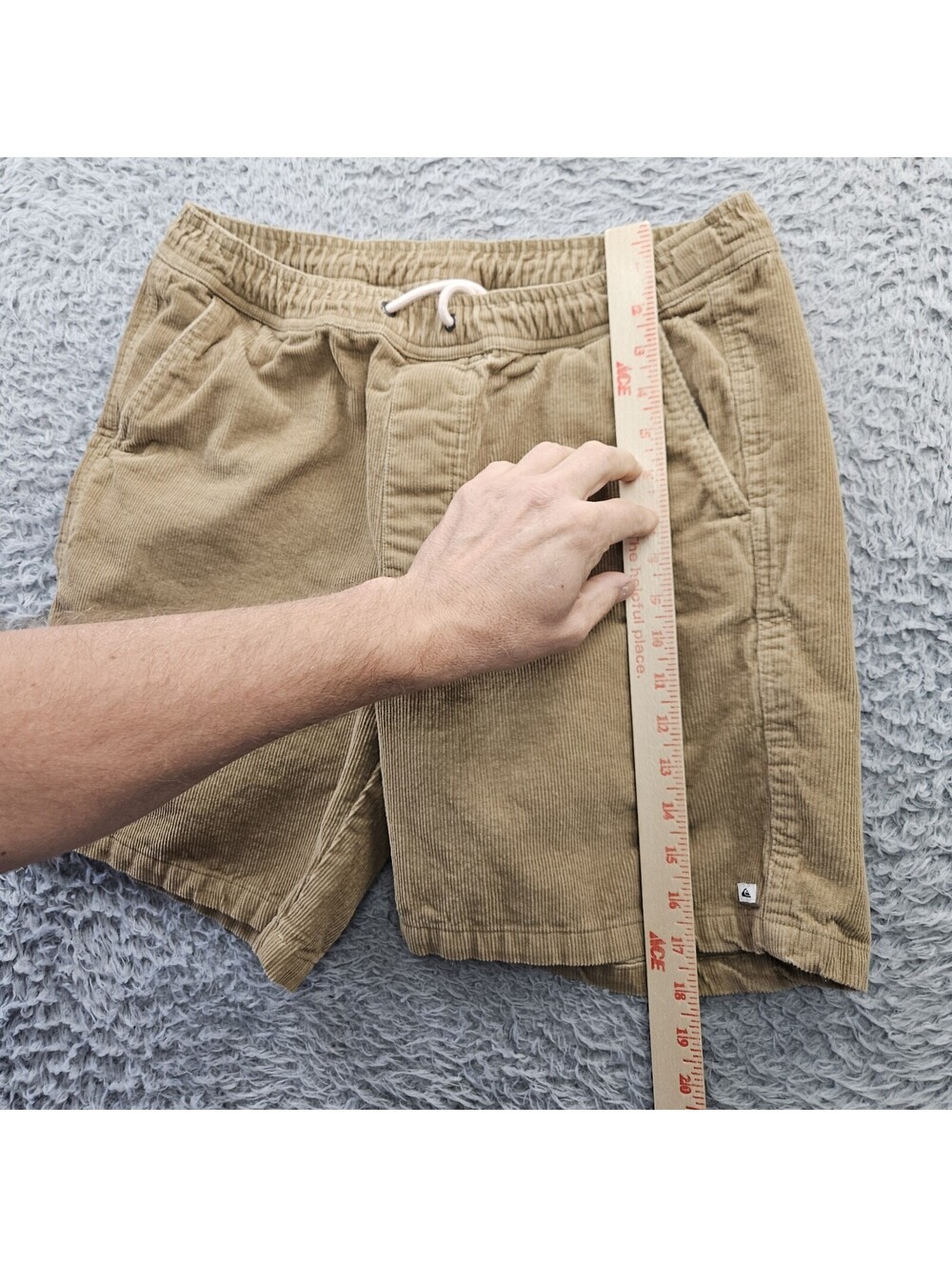 QUIKSILVER Corduroy Shorts Small (Fits 31-34x6) Drawstring Beach Surfer Brown - Picture 9 of 13